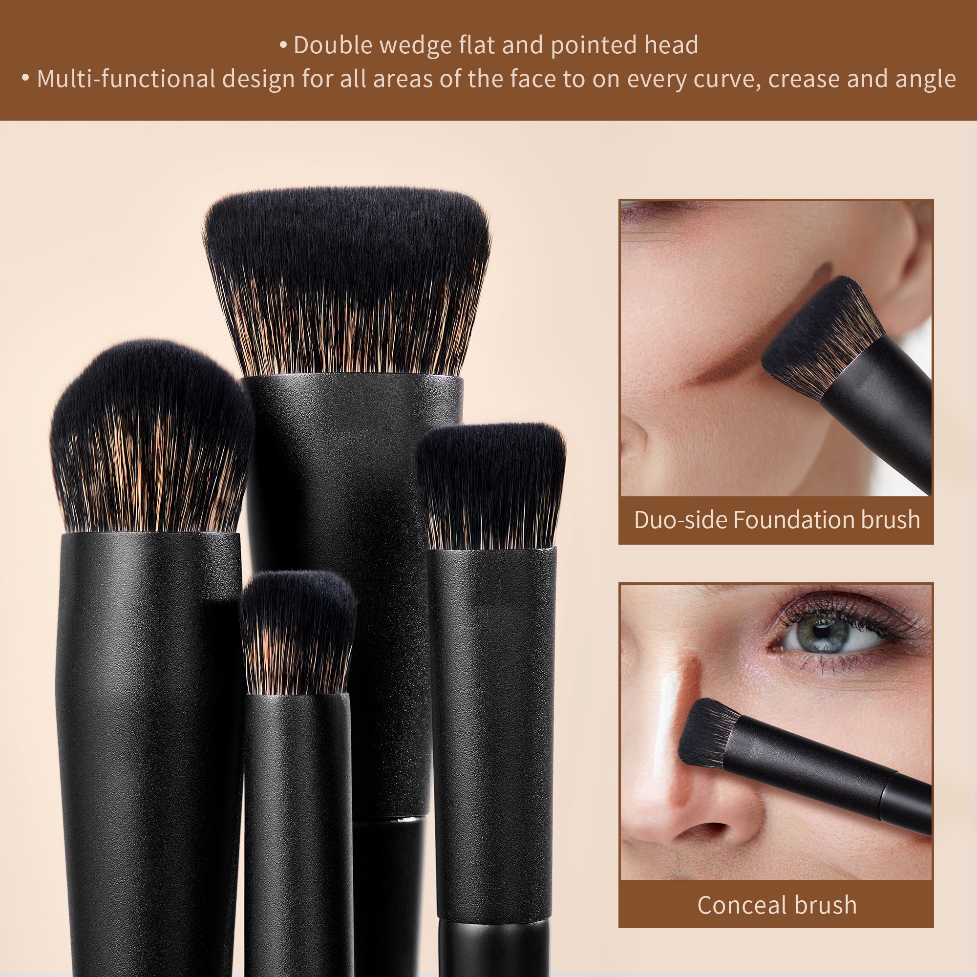 INSIST PRO USE BRUSH SET ブラック Face Brush Set Makeup Matte Black Versatile Collection - Jessup