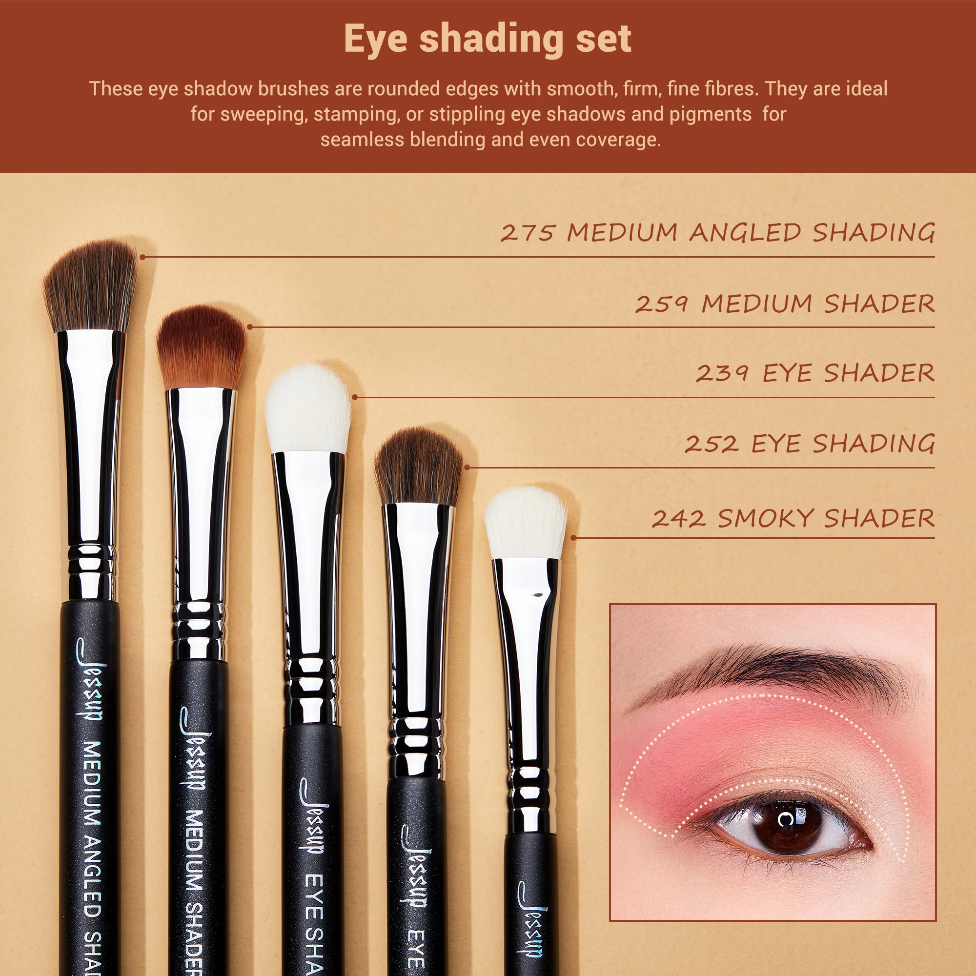 Makeup Eye brushes Vegan T339 - Jessup