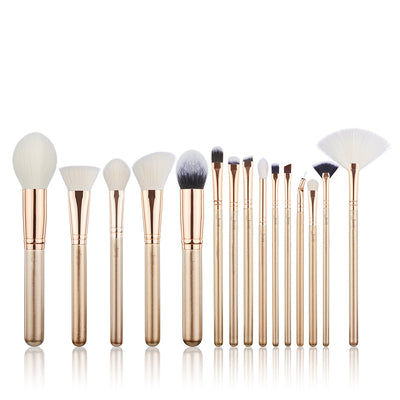 15pcs gold luxury makeup eye brushes set soft - Jessup Beauty