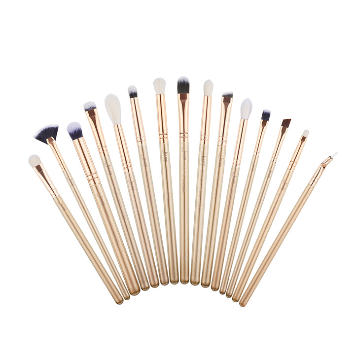 15pcs gold fluffy eyeshadow brush set - Jessup Beauty