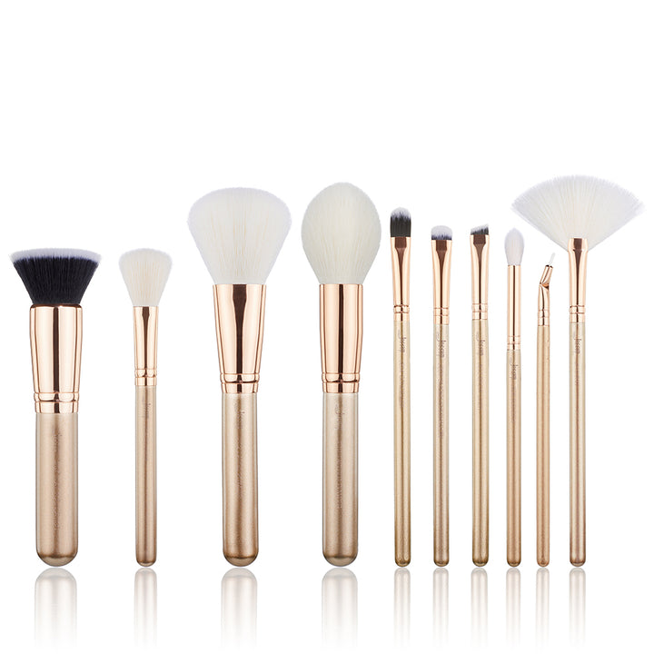 girls makeup brush set 10pcs Gold - Jessup Beauty