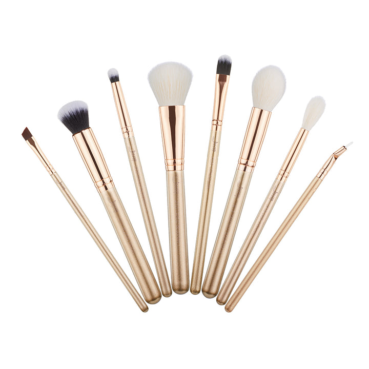 synthetic makeup brush set gold 8pcs - Jessup Beauty