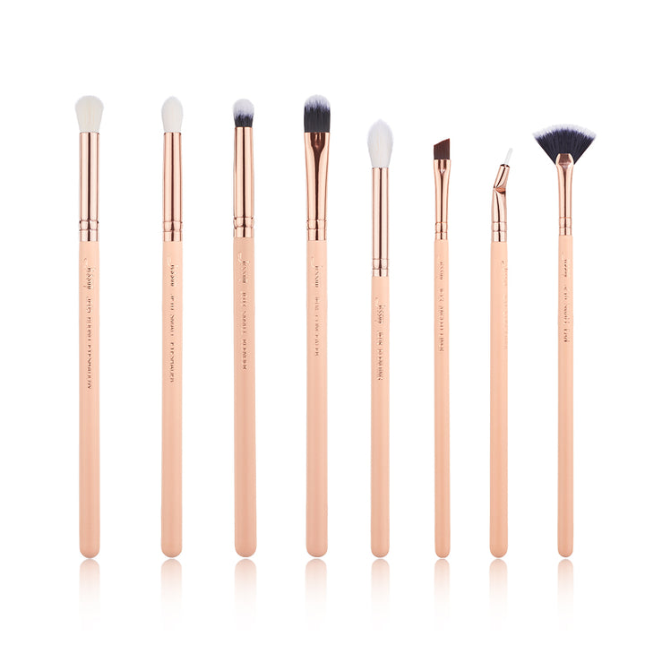 basic eyeshadow brush set pink 8pcs - Jessup Beauty