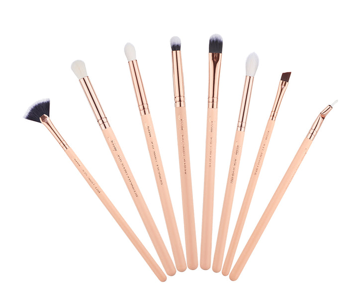 basic eyeshadow brush set pink 8pcs - Jessup Beauty