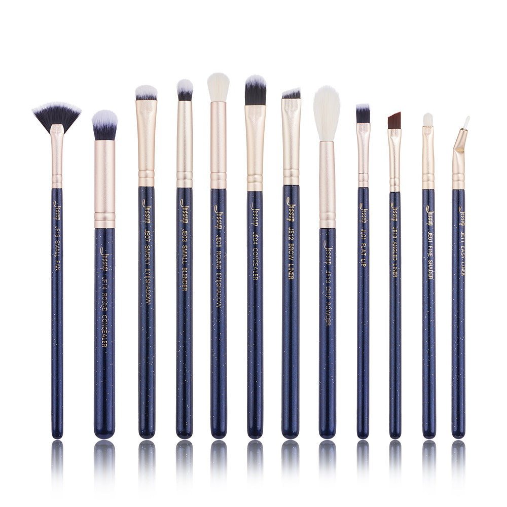 firm makeup brush set for eyes GALAXY 12Pcs - Jessup Beauty