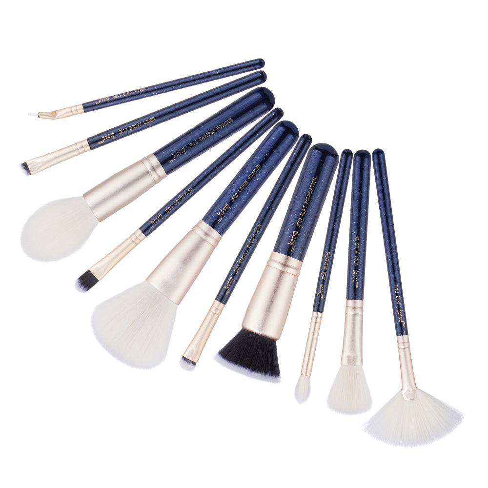 Blue Makeup Set Best Starter Makeup Brush Set 10 Pcs Blue | Jessup – Jessup Beauty
