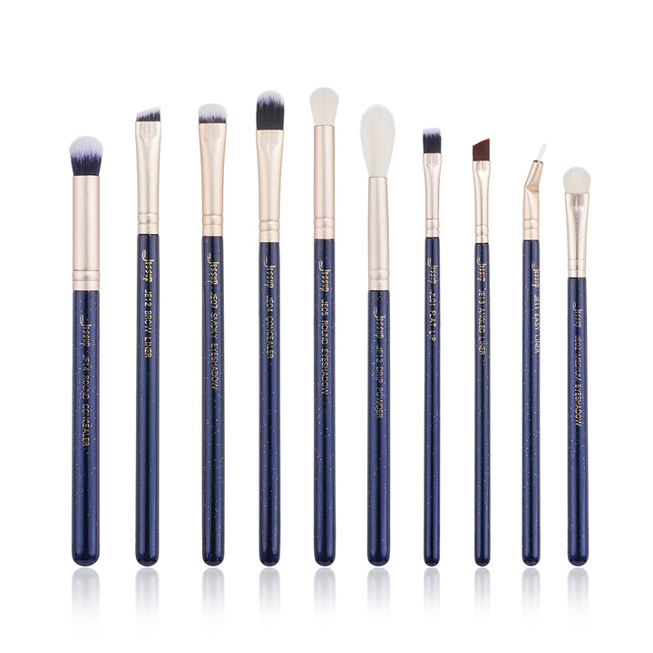 Eye makeup brushes set blue 10 Pcs - Jessup Beauty