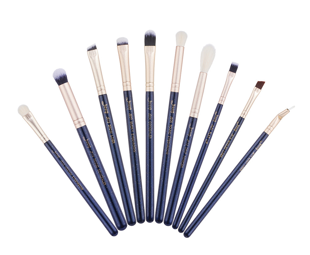 Eye makeup brushes set blue 10 Pcs - Jessup Beauty