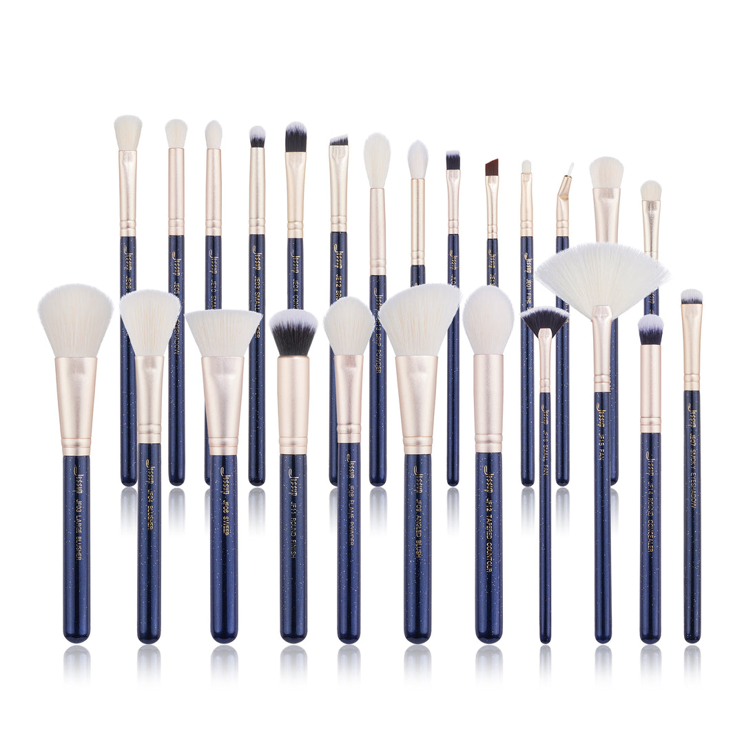luxury makeup eye brushes set soft blue - Jessup Beauty