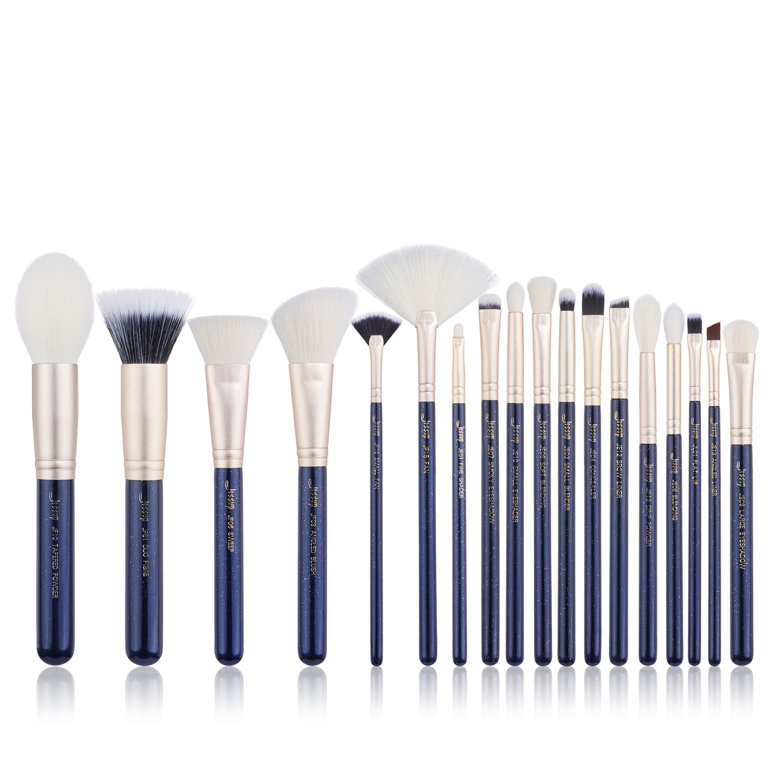 vegan brush makeup set Blue Galaxy 18pcs - Jessup Beauty